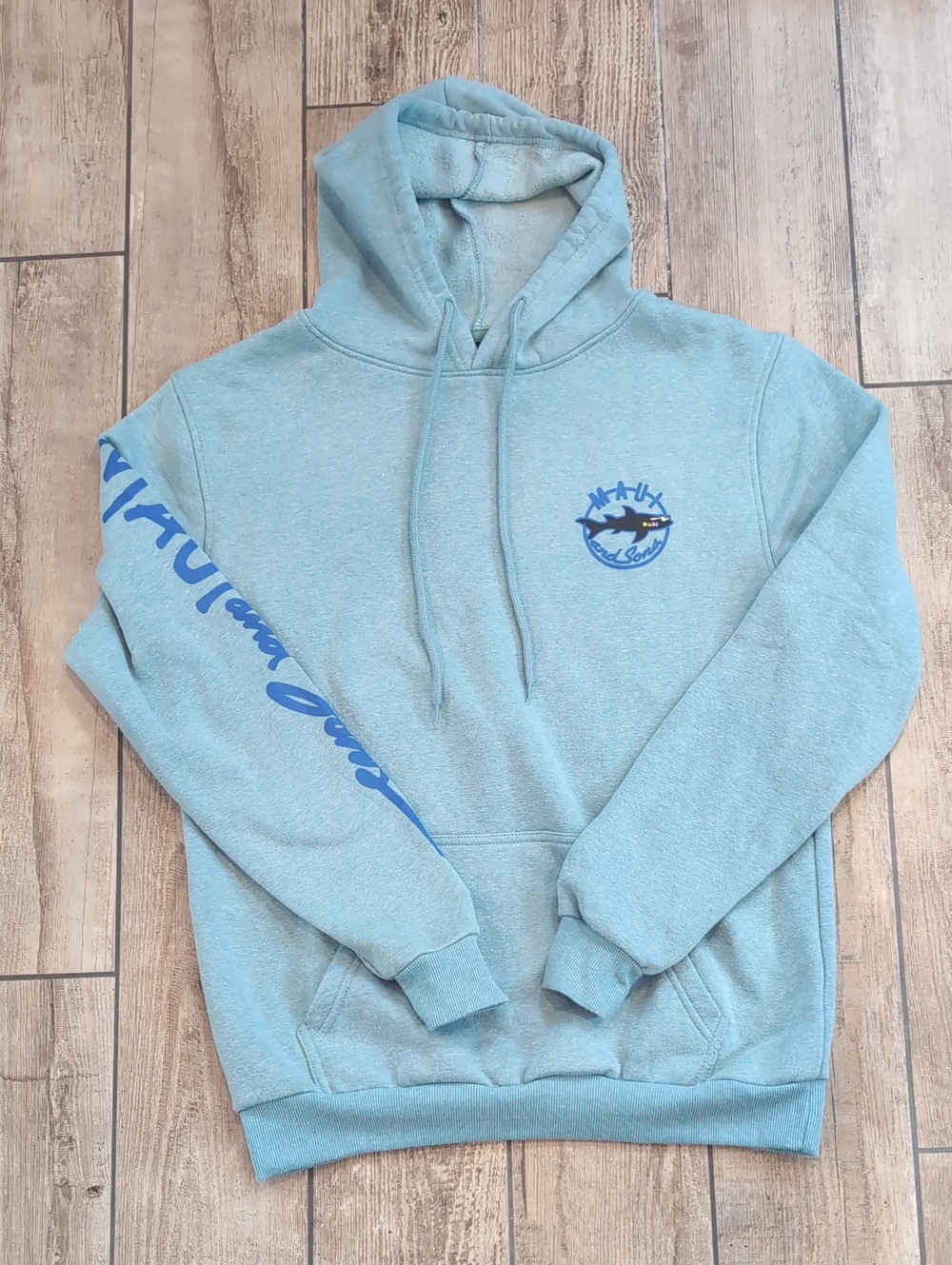 Maui and Sons Light Blue Hoodie with Royal Blue Logos